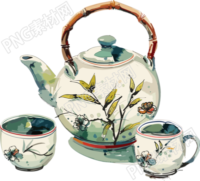 中式茶壺簡(jiǎn)繪插畫(huà)