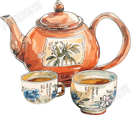 中式茶壶简约插画