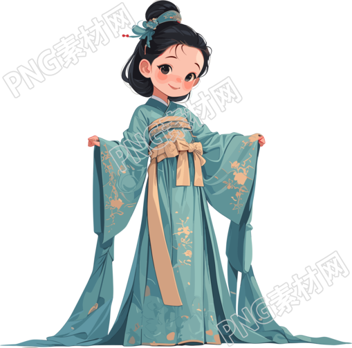 古风小孩可商用插画