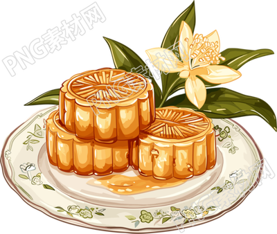 月餅透明背景高清插畫