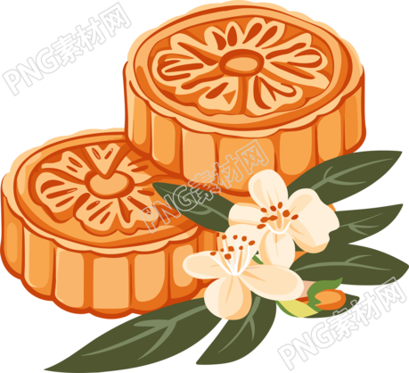 月饼桂花PNG插图