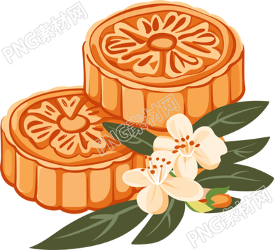 月餅桂花PNG插圖
