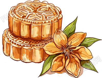 月餅桂花插畫