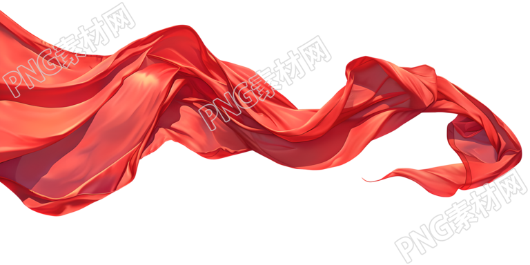红飘带丝绸布料插图