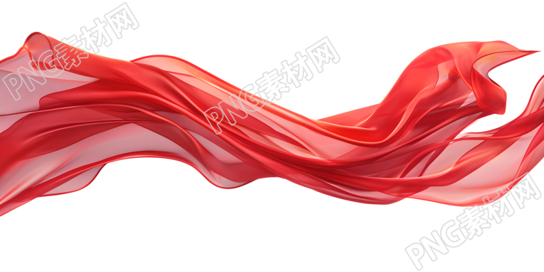 红飘带插画元素