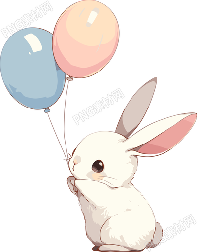 拿氣球的小兔子可愛插畫