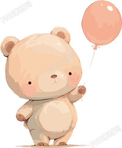 拿氣球的小熊PNG插畫