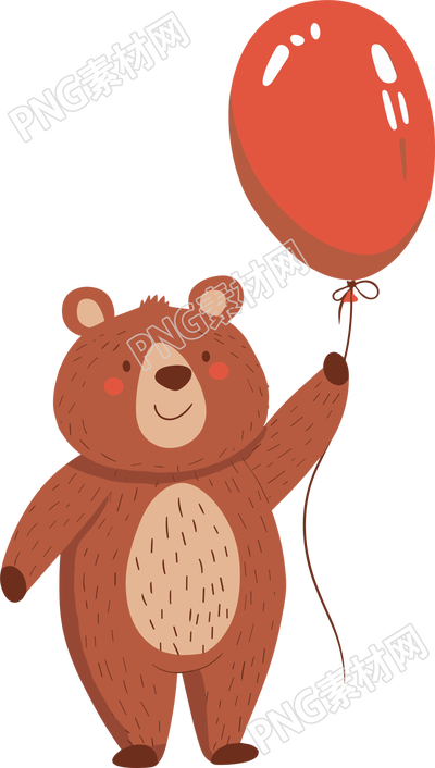 拿氣球的小熊可愛插圖