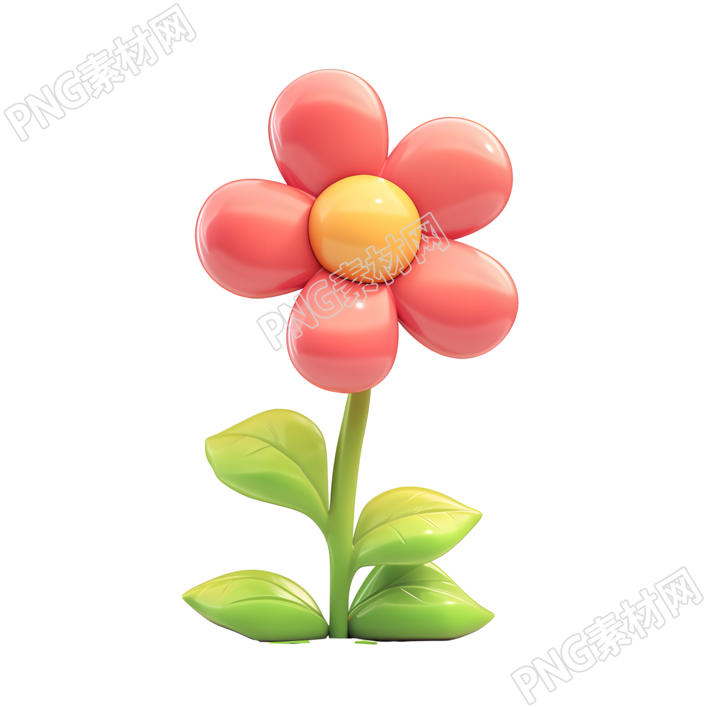 3D花朵可爱简约插画
