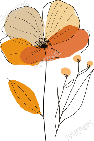 抽象植物線條色彩塊插畫(huà)