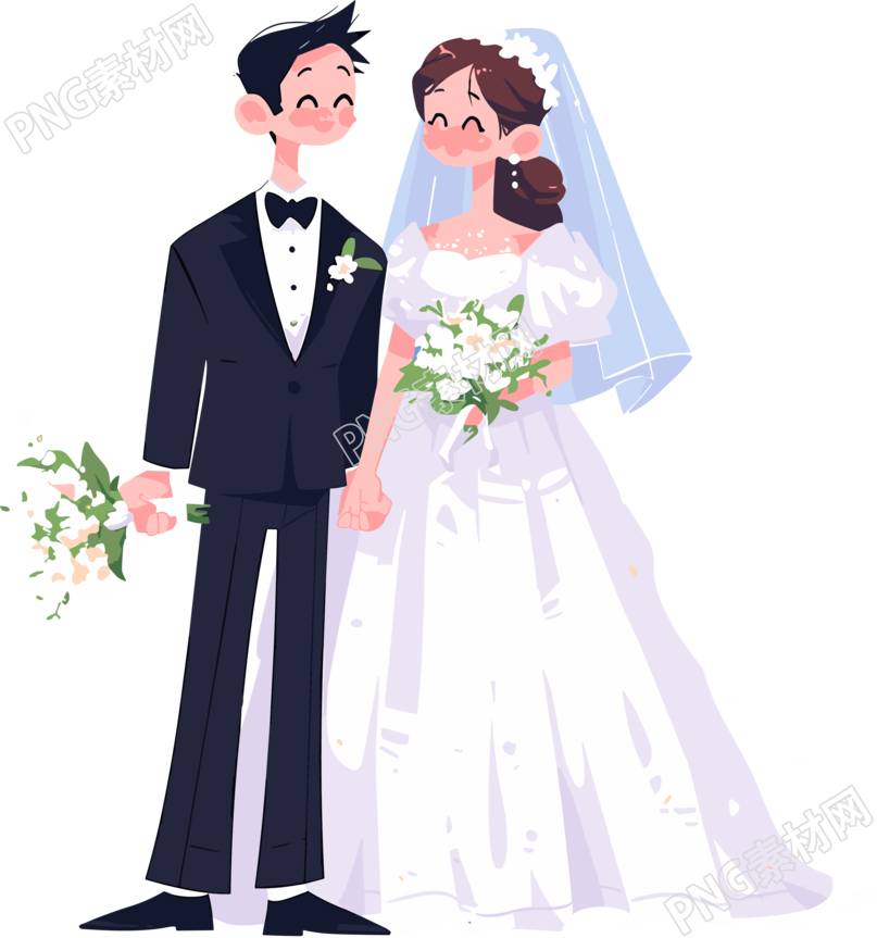 新婚夫妇透明背景素材
