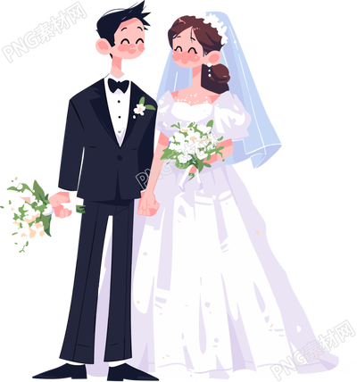 新婚夫婦透明背景素材