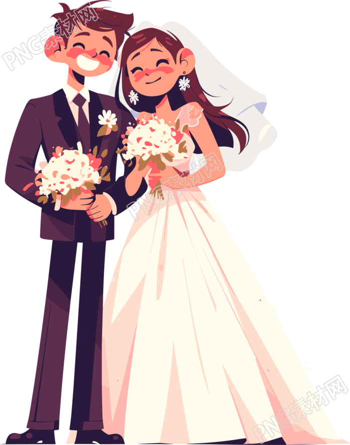 新婚夫妇创意插画