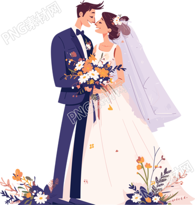 新婚夫婦卡通插畫