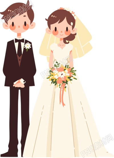 新婚夫婦平面插圖