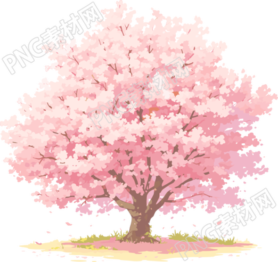 櫻花樹插畫簡約素材