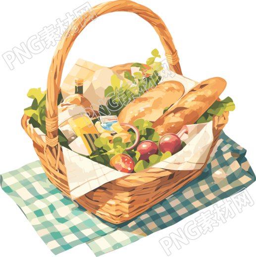 野餐美食透明背景插画