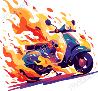 電動(dòng)車著火插畫