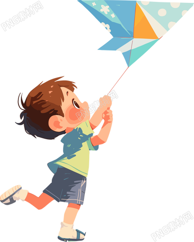 放風(fēng)箏的小孩商用插圖