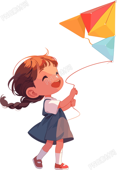放風(fēng)箏的小孩創(chuàng)意插畫