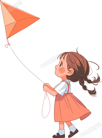 放風(fēng)箏的小孩簡(jiǎn)約插畫