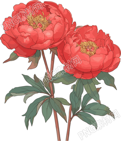 紅牡丹創(chuàng)意插圖