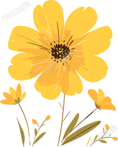 簡約花卉插畫素材