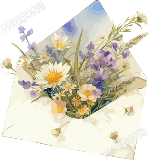 鲜花贺卡透明背景素材