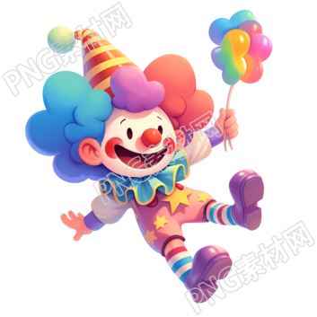 3D小丑彩色氣球插畫