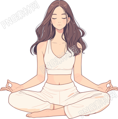 瑜伽女孩簡約風格插畫