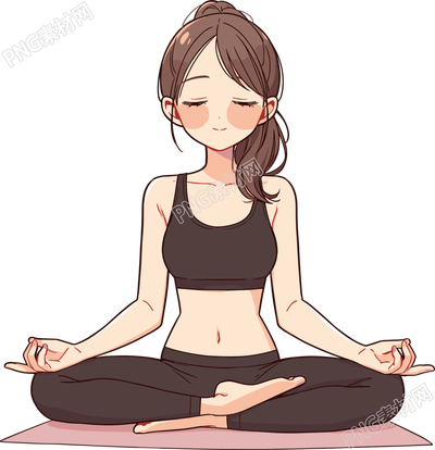 瑜伽女孩透明背景插圖