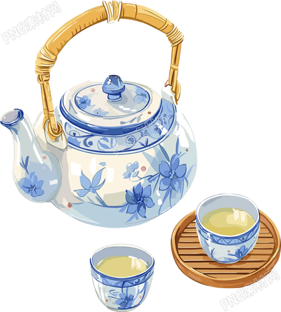 清茶和茶具創(chuàng)意插圖