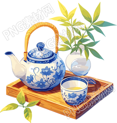清茶唯美茶具插圖