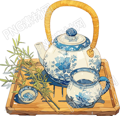 清茶藍(lán)白色茶杯素材