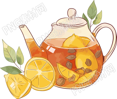 檸檬紅茶水彩插畫