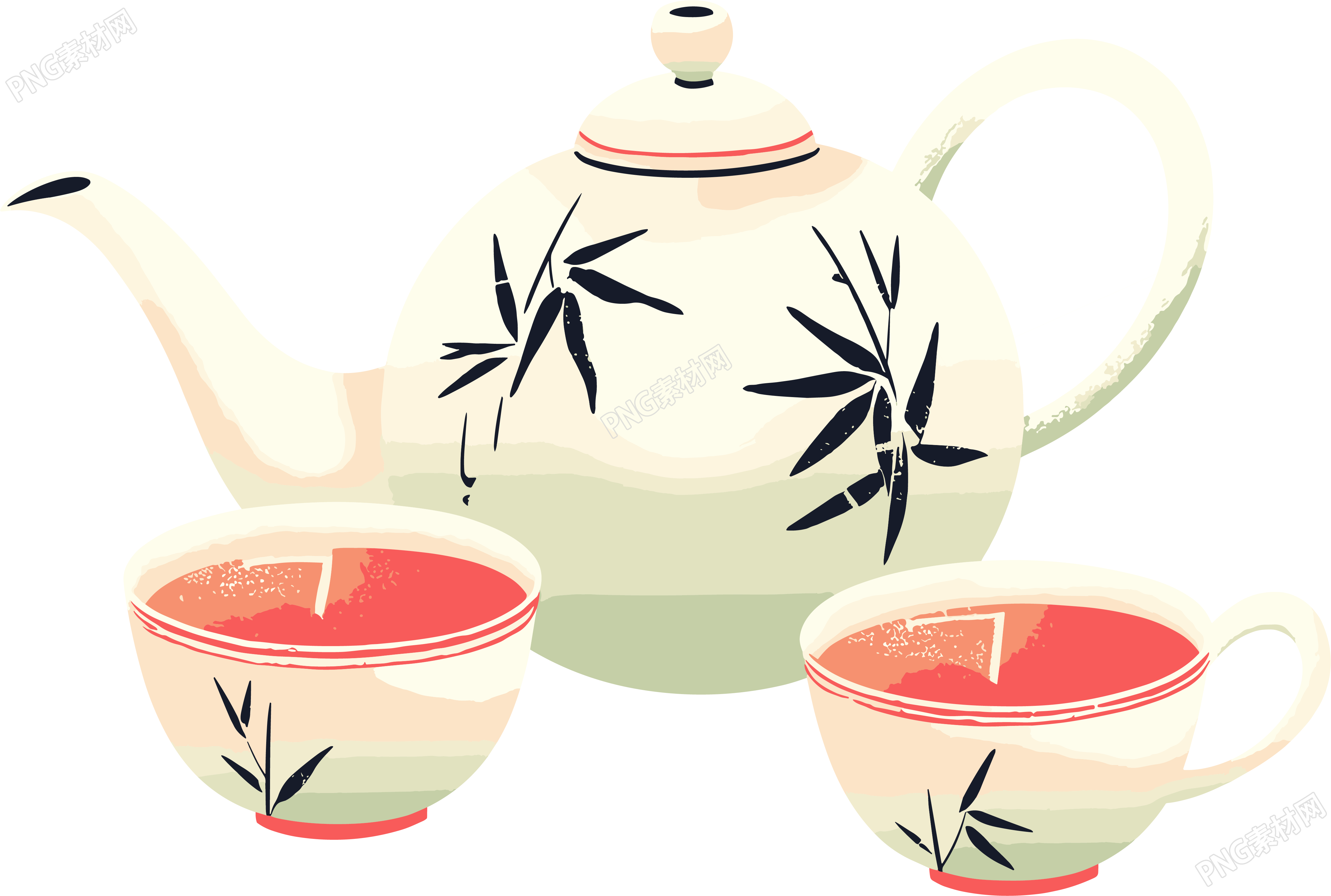 清茶简约矢量插图
