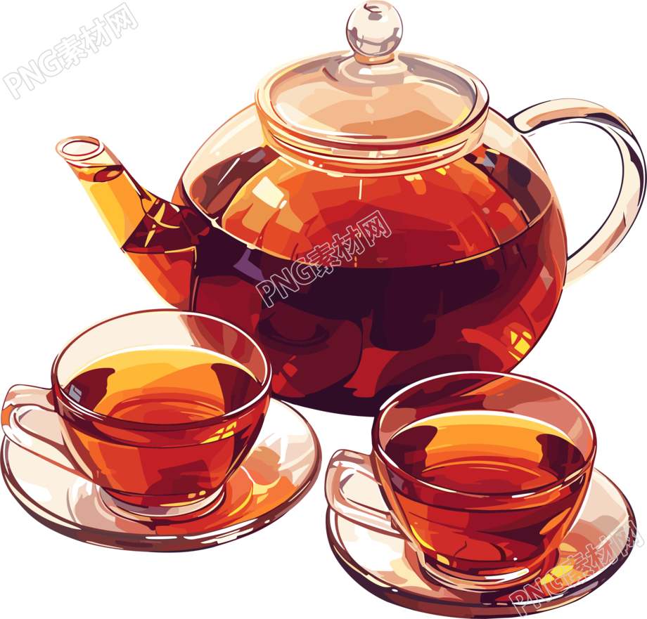 红茶简约扁平插画