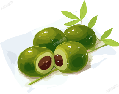 青團麻薯插畫