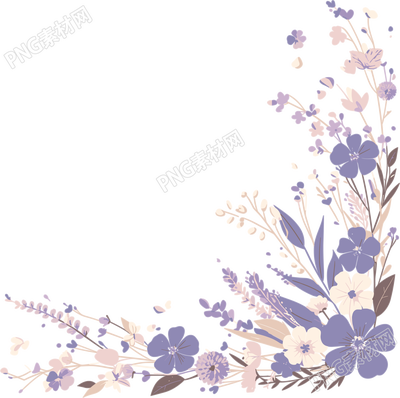 鮮花邊框淺紫色插畫