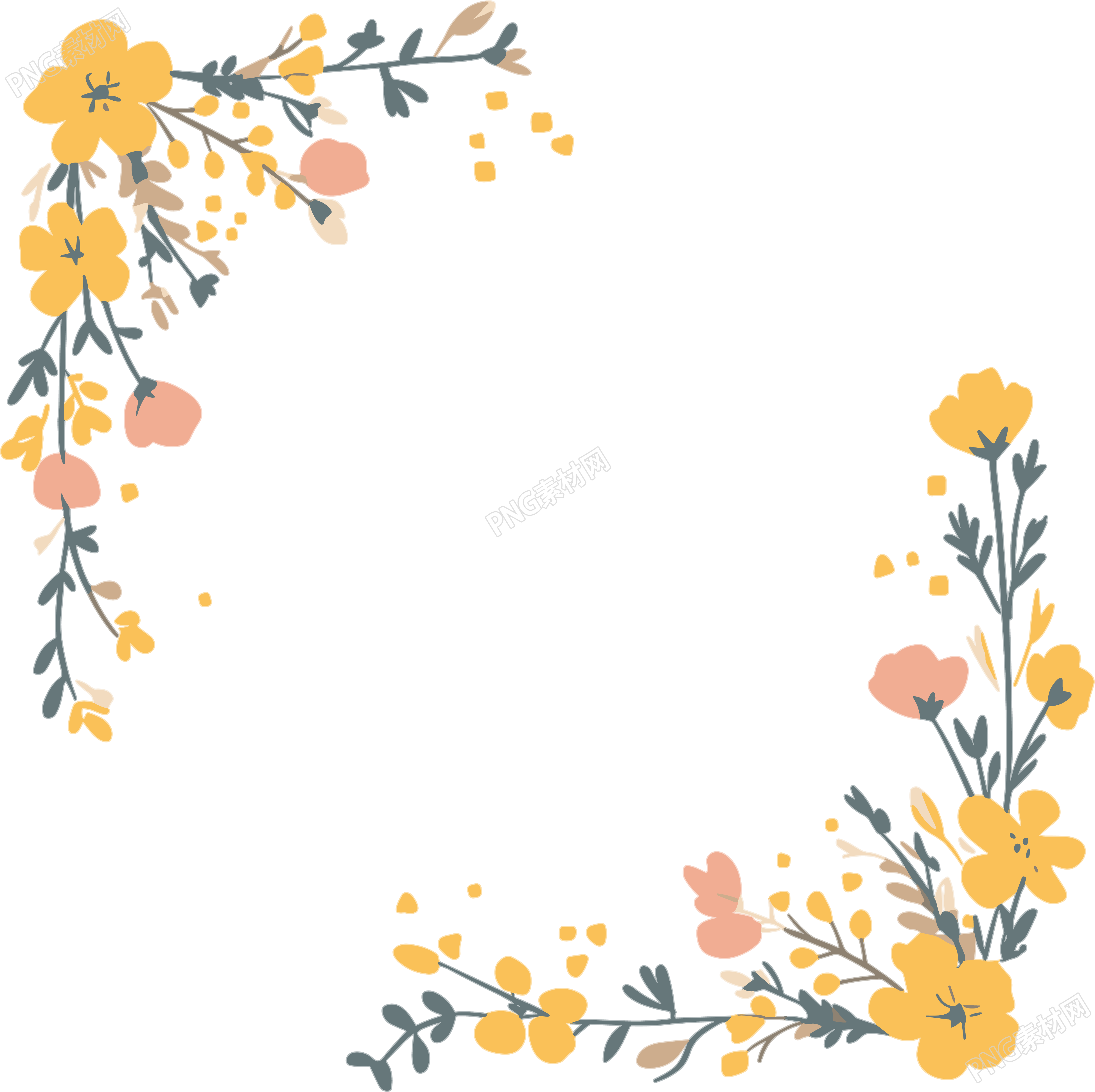 鲜花边框PNG商用插画