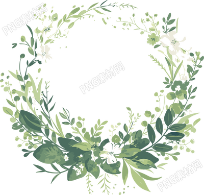 鮮花邊框淺綠色插畫
