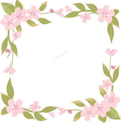 鮮花邊框透明背景素材