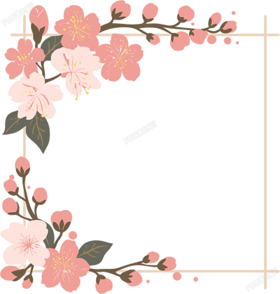 鮮花邊框粉色插畫