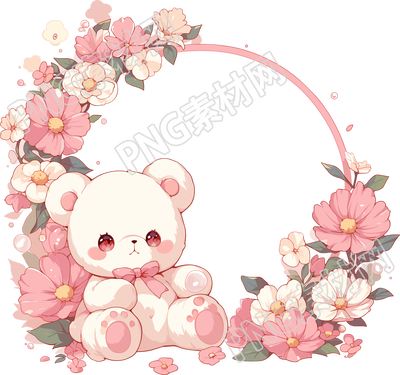 鮮花邊框唯美插圖