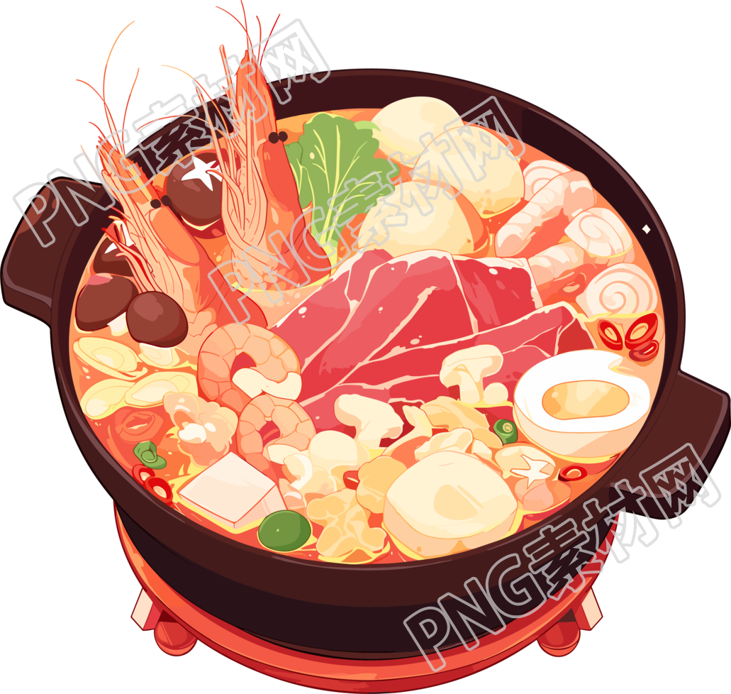 卡通火锅烹饪元素