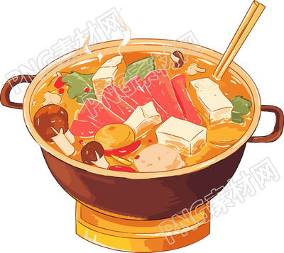 卡通火鍋美味插圖