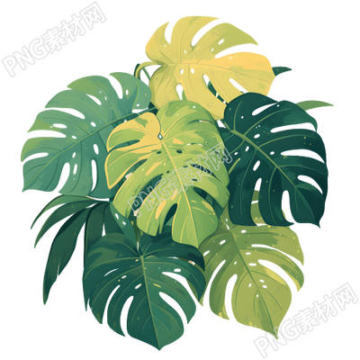 復(fù)古貼紙大葉片PNG插畫