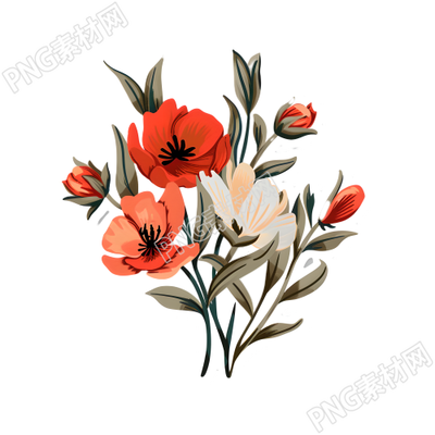 復(fù)古貼紙鮮花素材