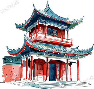 國(guó)風(fēng)建筑PNG插圖