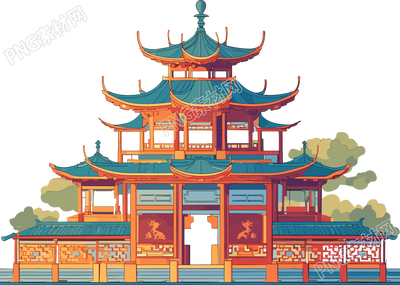 國(guó)風(fēng)建筑美麗圖形素材